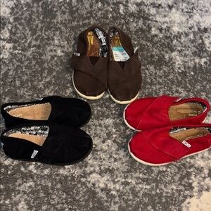 TOMS Kids Classic Slip-On Shoes - Red, Black, Brown